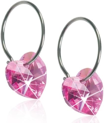 | Hypoallergenic | Natural Titanium Crystal Heart Pendant Earrings | Best Choice For Sensitive Ears