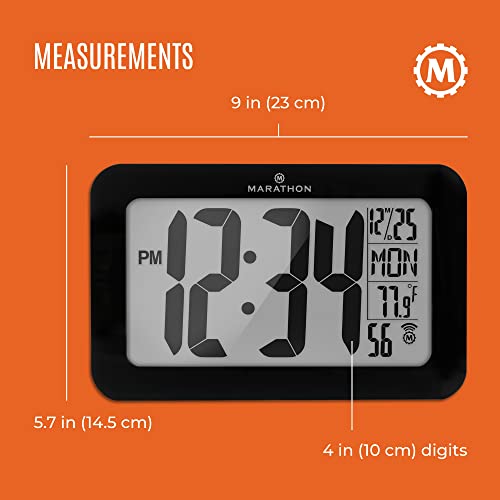 Marathon Cl030033Bk Atomic Self-Setting Self-Adjusting Wall Clock W/ Stand & 8 Timezones - Acrylic Glass - Batteries Included (Black) #TOP4