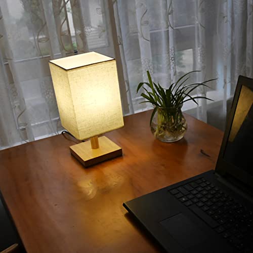 Vizty Table Lamps Set Of 2,Wooden Beside Lamps With Fabric Shade,Modern Desk Lamps For Living Room Bedroom Office (Bulbs Not Included) (Square) #TOP7