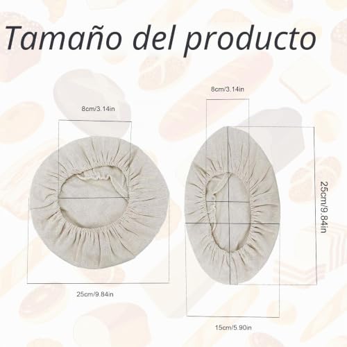 Miniatura 2 de Sikweny 6 Piezas Banetones Para Pan Reutilizable Tela Lino Pan Polvo Y Pegajosidad Cubierta Para Cesta De Prueba Alta Higroscopicidad De Campo Baguette Masa Madre Pizza Mas Preformado Bagel
