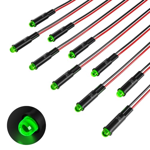 FILN LED Indicator Light 6 mm Plastic Signal Light Dashboard Indicator Light 110V Suitable for Car and Industrial Equipment Panel Instrument displays (10 Green)