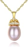 Accesorios 925 Collar de Plata esterlina para Mujeres Púrpura Agua Dulce Perla Moderada Colcha Colgante de Mujeres