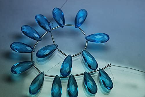 Quartz bleu suisse facetté poire 20x8mm idéal pour vos parures d'été azur