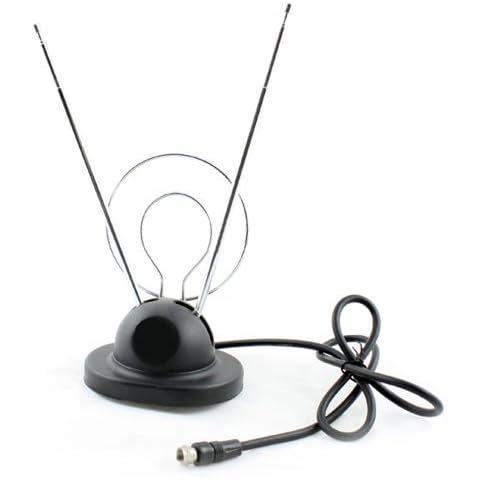 Wideskall® Universal Indoor Rabbit Ear TV Antenna for HDTV Ready VHF UHF Dual Loop Coaxial Cover
