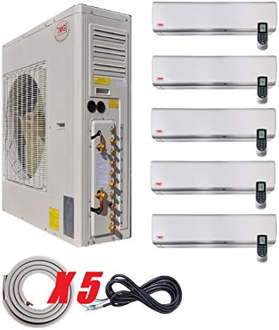 YMGI Ductless Mini Split Air Conditioner with Heat Pump Five Zone - 5 Zone 63000 BTU 9000 9000 9000 12000 24000 Wall Mount with 25 Ft Line Set