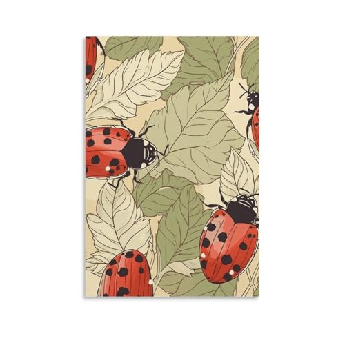 Oeuvre d'art coccinelle sur toile premium : finition haute definition pour decoration murale salon