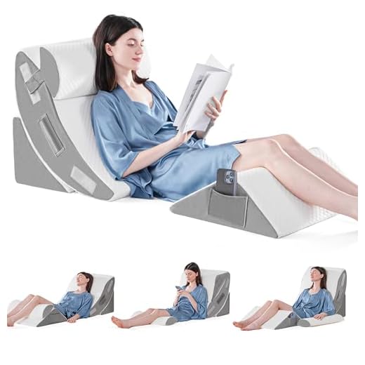 4 Pieces Orthopaedic Bed Wedge Pillow Set for Sleeping, Post Surgery Foam Pillow for Body, Back and Legs Pain Relief, Triangle Adjustable Support Pillow with Acid Reflux Sleeping Pillow, White