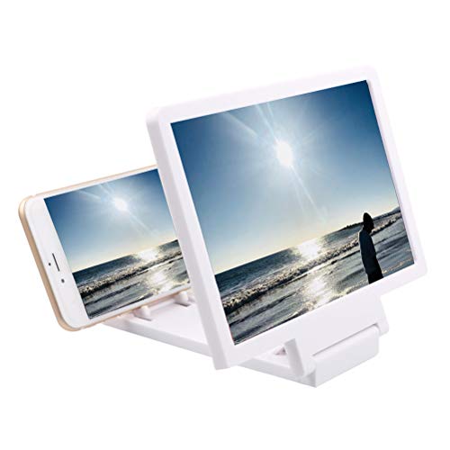 3D Handy lupe 8 Zoll HD Radiation Protection Lens Desktop Foldable Movie Video Stereoscopic Amplifying Screen,White