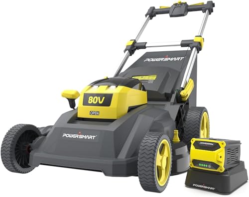 Image of PowerSmart Lawn Mower,26 inch /80V Cordless Electric Lawn Mower,Push Lawn Mower Lithium-Ion Dual-Force Cutting,Self Propelled Lawn Mower with 6.0Ah Battery&Charger for Garden(PS76826AS)