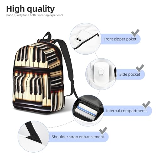 Sac à dos de jour imprimé musique en toile portable pour adulte