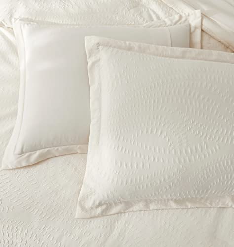 Geniospin Full Comforter Set, Bed In A Bag Ivory White Bedding Sets 7-Pieces, Botanical Pattern, All Season Comfortable Seersucker Bedding With Comforter, Sheets, Pillowcase & Shams(Full,80"X90") #TOP7