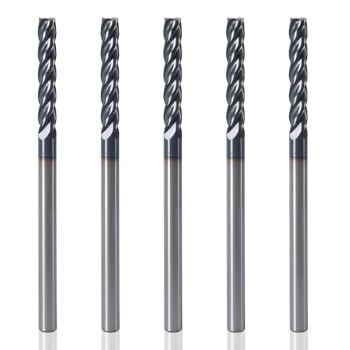 Image of Carbide Square End Mill Set, 5Pcs 4 Flute 3 /16 inch Cutting Diameter,1-1 /8 inch Thread Deep, 3 inch Overall Length, Micro Grain Carbide Mill Bits for Alloy Steels /Hardened Steels