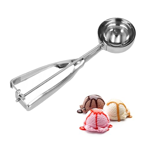 1 PCS Ice Cream Scoops, Stainless Steel Icecream Scoop,ice Cream Scoop with Trigger for Ice Cream Meatballs Mellon Balls Mashed Potatoes and Muffins(6 CM)