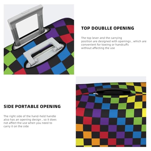 Lgbt Rainbow Checkered Chessboard Travel Luggage Cover Elastic Suitcase Protector Washable Baggage Covers For Trunk Case Fits 18-21 Inch Luggage4