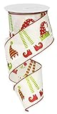 Elf Christmas Wired Ribbon: White Red Lime Green 2.5 Inches X 10 Yards