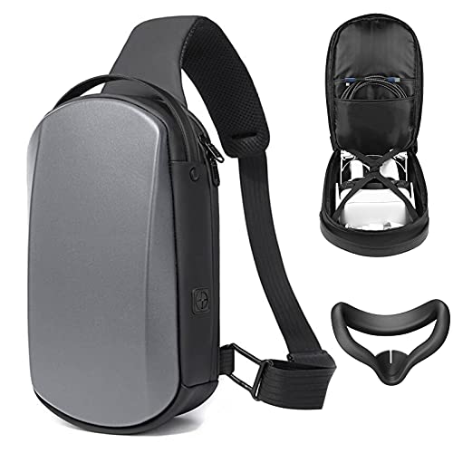 Oculus Quest 2 Carrying Case - Waterproof, Portable Protection - Fit for Elite Strap, Halo Strap & All VR Accessories - Travel Crossbody Backpack Shoulder Bag for Men Women (Grey)