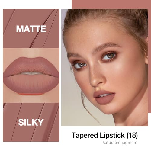 Image of Kaely Nude Brown Gradient Matte Lipstick Lip Liner Pencil for Women, 2in1 Flawless Contour Gradual Ombre Effect Lip Pencil Makeup Waterproof, labiales mate 24 horas originales, 18