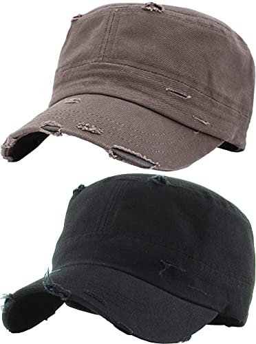 Image of Funky Junque Newsboy Hat for Women - Distressed Cadet Cap, Army Military Style Vintage Baseball Hat