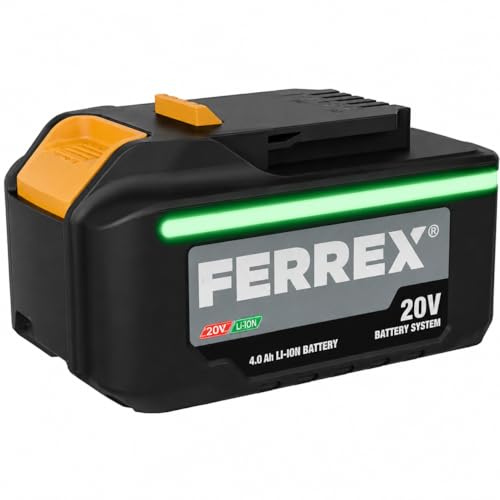 2X FERREX 20V 4Ah Lithium-Ionen Akku Original Ersatzakku für FERREX Akku-Werkzeuge Li-Ion Schwarz mit Überladungsschutz
