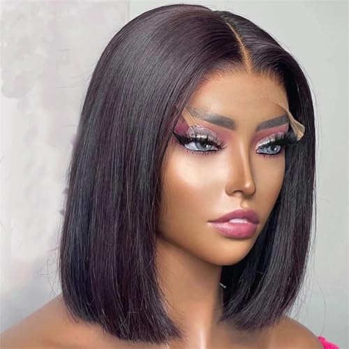 Perruque Courte Blonde Carré Lace Frontal Wig Finition Invisible Contre Alopécie