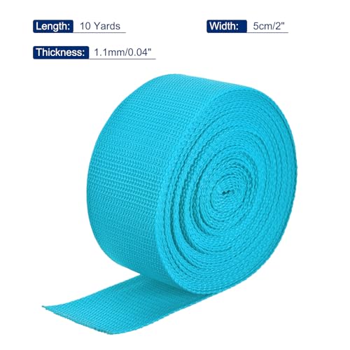 Image of MECCANIXITY Lightweight Polypropylene Webbing Strap 2 inch 10 Yard Backpack Strapping Band Aquamarine Blue for Outdoor Luggage Cargo Straps
