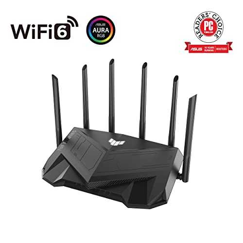 Asus Tuf Gaming Wifi 6 Router (Tuf-Ax5400) - Dedicated Gaming Port, Mobile Game Mode, Wan Aggregation, Durable And Stable, Rgb Light, Vpn Fusion, Aimesh Compatible, Subscription-Free Internet Security #TOP1