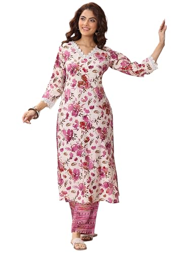 Image of Gerua By Libas Printed Silk Blend Straight Kurta With Palazzo | daily wear suit