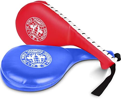 Taekwondo Kick Pads 2PK, Karate Martial Arts Training Equipment Kicking Target Pad, Double Strike Boxing Pads for Kids Youth Adult (Blue&Red)