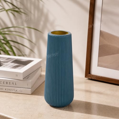 Image of Divyakosh Flower Vase Show Pieces for Home Decor Living Room Gifts Plastic Flower Vase's Table Decoration Modern Textured Green Vase| Decorative Table Pot for Living Room (Vase only)