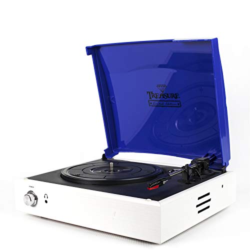 Vitrola Toca Discos Treasure Blue Royal White com software de gravação para MP3