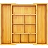 Pipishell Bamboo Expandable Drawer Organizer, Adjustable Silverware Organizer with Removable Dividers, Cutlery Tray Perfect for Kitchen, Bathroom, Office, Bedroom