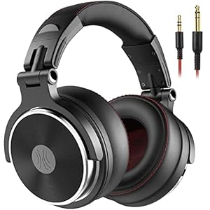 OneOdio Pro-50 Casque Audio Filaire DJ Studio Monitor avec Circum-Auriculaire Coton d’oreille Protéiné Le Plus épais, Hi-Res Audio, Share-Port, 2 Jacks, heaphone pour Phone PC Piano Guitare AMP Mix