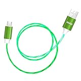 IHAO Micro USB to USB A 2.0 Android Phone Charger Cable Fast Charging High Data Speed Visible LED Lighted Current Flowing for All Micro USB Device-Green/39 Inches