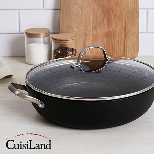 Image of Cuisiland 4-Piece Honeycomb Cast Iron Cookware Set - 2.5QT /7.5'' Milk Pot, 10 inch Frying Pan, 10 inch Shallow Braising Pan & 5.5QT /10.5'' Casserole Pot, Non-Stick, Oven Safe, Classic Heat Retention