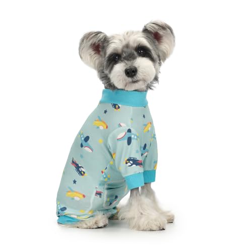 Image of Dog Recovery Suit Female Male Small Medium Dogs,Dog Surgical Recovery Suite Bodysuit After Surgery Puppy Cat Long Sleeve Onesies Bodysuit After Surgery Wound Protective (Blue Plane, XL)