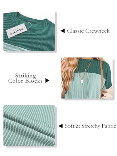 Image of DOLNINE Plus Size Tops for Women Long Sleeve Color Block Ribbed Knit Tunic