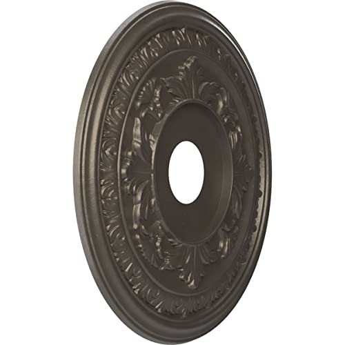 Image of Ekena Millwork CMP19BADST Baltimore Thermoformed PVC Ceiling Medallion (Fits Canopies up to 7 3 /4 inch), 19 inchOD x 3 1 /2 inchID x 1 inchP, Universal Aged Metallic Weathered Steel