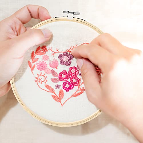 Image of Pllieay 4 Pieces Embroidery Hoop 4,6,7,8 Inch Bamboo Embroidery Circle Cross Stitch Hoop Ring 4 inch to 8 inch for Embroidery and Cross Stitch Supplies