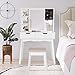 Vanity Table Set with Mirror and Makeup Organizer Dressing Table,2 Large Drawers with Sliding Rails,Storage Shelves,Jewelry Box,Cushioned Stool,Makeup Vanity Desk