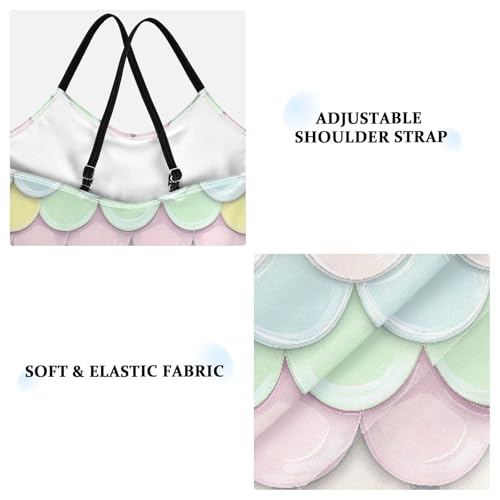 senya Girls Swimsuits One-Piece Swimwear Tie Bathing Suit Beach Summer Round Neck 9-10T Blue Pink Green Scale Pattern3