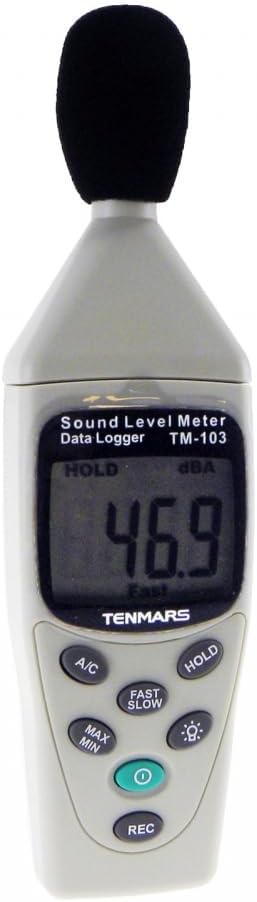 Tenmars TM-103 Sound Level Meter Noise Meter with Datalogging Frequency Range 31.5Hz~8KHz