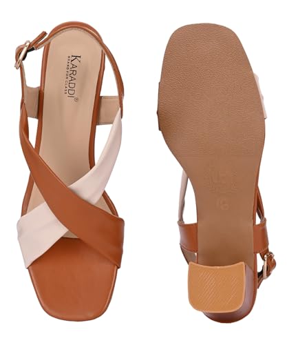 Image of Karaddi Women Fashion Sandal | Ladies Sandals Pull On Block Heels for Women | Office Wear Footwear for Women | Party Sandals for Women | Back Strap Ladies Sandal