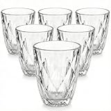 Jogo 6 Copos de Vidro Diamante 300ml Resistente Bico de Jaca - Ideal para Água, Suco e Drinks