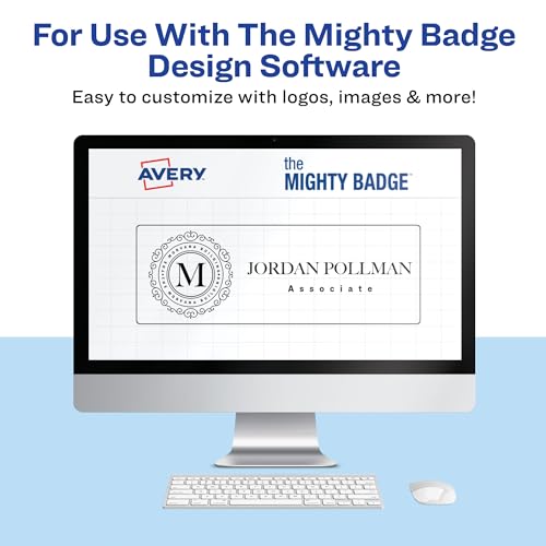 Avery Reusable Magnetic Professional Name Badge System, 1" x 3" Silver Name Tags, 10 Identification Badges, 80 Inkjet Printable Inserts, Design Software Included (71205) by Avery - Image 2