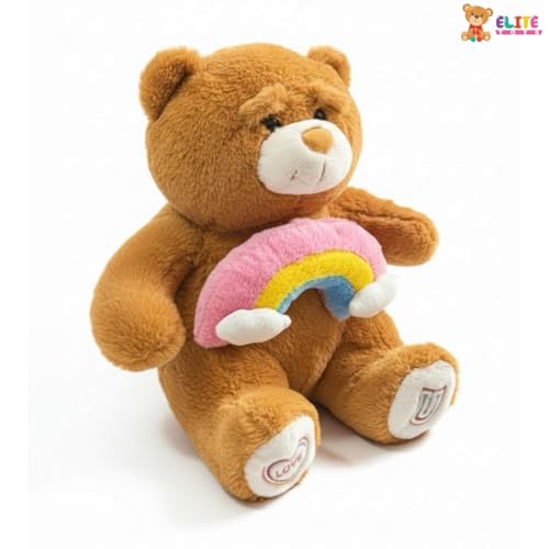 Image of Rainbow Teddy Bear Soft Toy 55 cm | Big Plush Teddy with Rainbow Cushion | Large Huggable Stuffed Bear for Kids | Birthday Gift Soft Toy