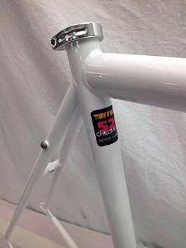 Unbranded Kilo TT Stripper Track Single Speed Frame & Fork Reynolds Cro Moly Steel (White Splash, 60cm)
