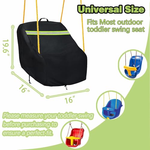 Outdoor Toddler Swing Seat Cover for Little Tikes / Stpe2 Baby Swing, Waterproof 420D Outdoor Swings Covers for Most Kid Swings (Black)