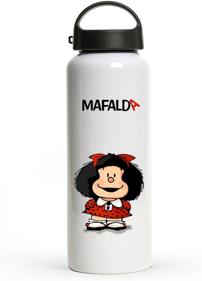 Ron Brando Mafalda Printed Aluminum Sublimation Water Bottle MN-59 Sports/School/Home/Travel For Boys/Girls, And Gift Brother, Sister, Friends, Adults, (Mafalda-bottle-750ml-A6)