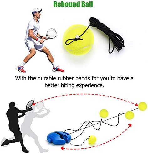 PROVO Tennis Trainer, Tennis Trainer Set Trainer Baseboard with 2 Bounce Balls, for Self-Study Training Kids Adults Beginner Player