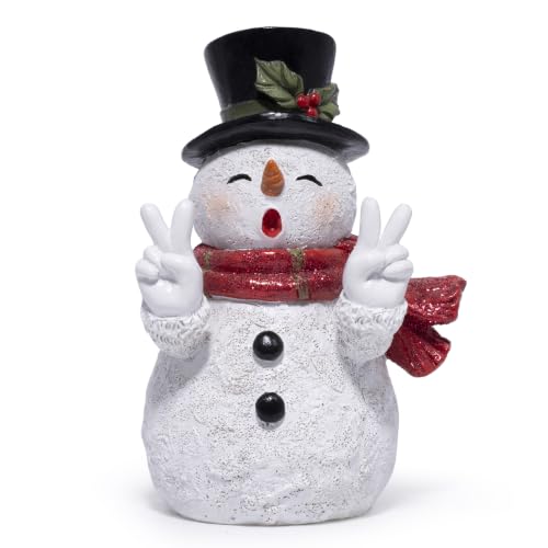 Hodao Christmas Snowman Figurine Decor, Holiday Snowman Statue for Home